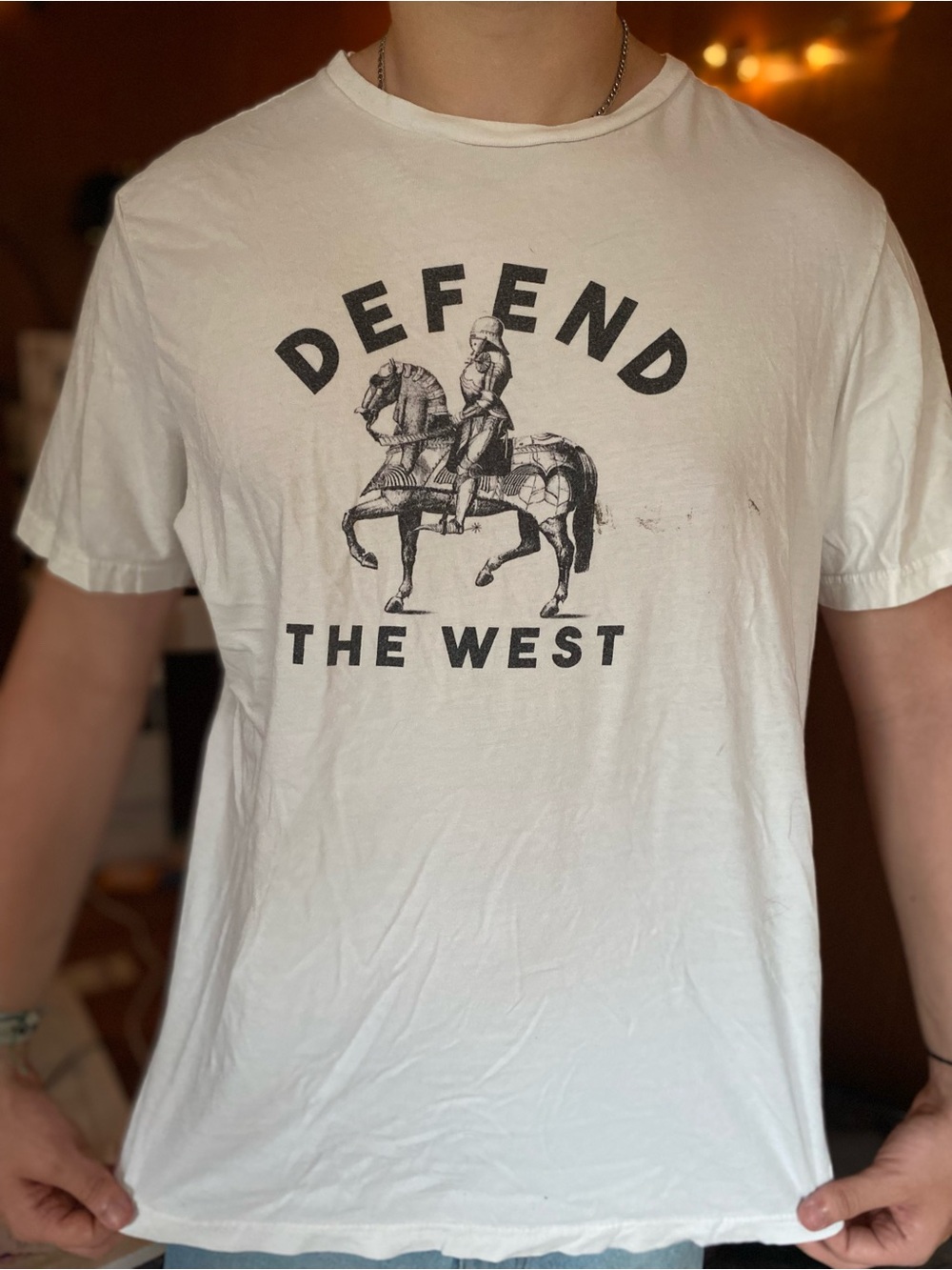 White Graphic 'Defend The West' Men's T‑Shirt
